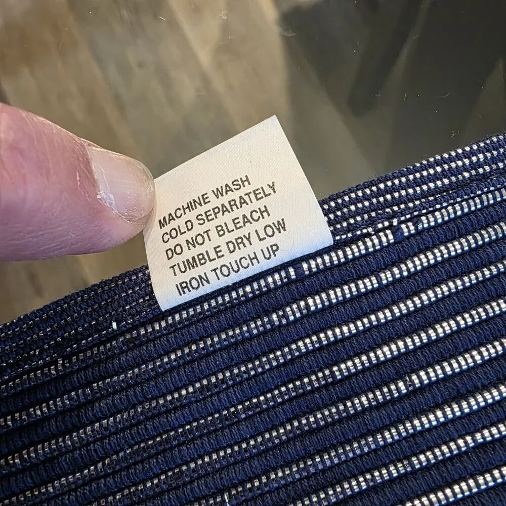 Woven Blue & Shiny Silver Thread Striped‎ Placemats - Set Of 4 - 18